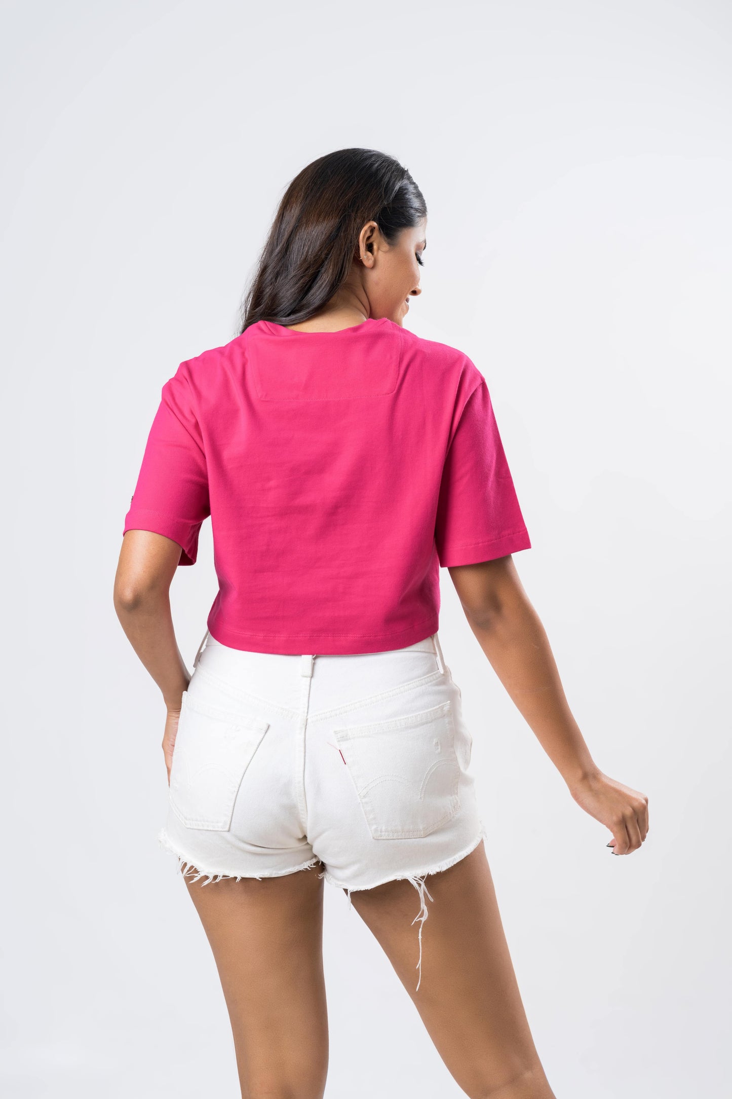 Ceylon Elephant Women's Single Jersey Crop Top - Hot Pink