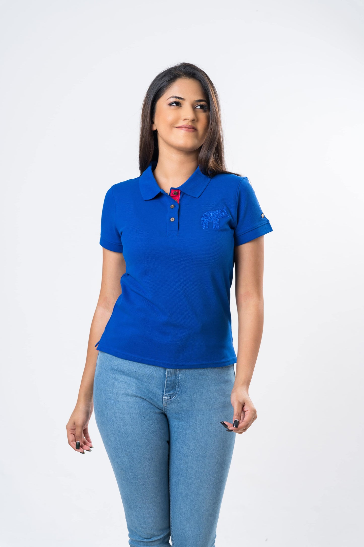 Ceylon Elephant Women's Polo - Blue