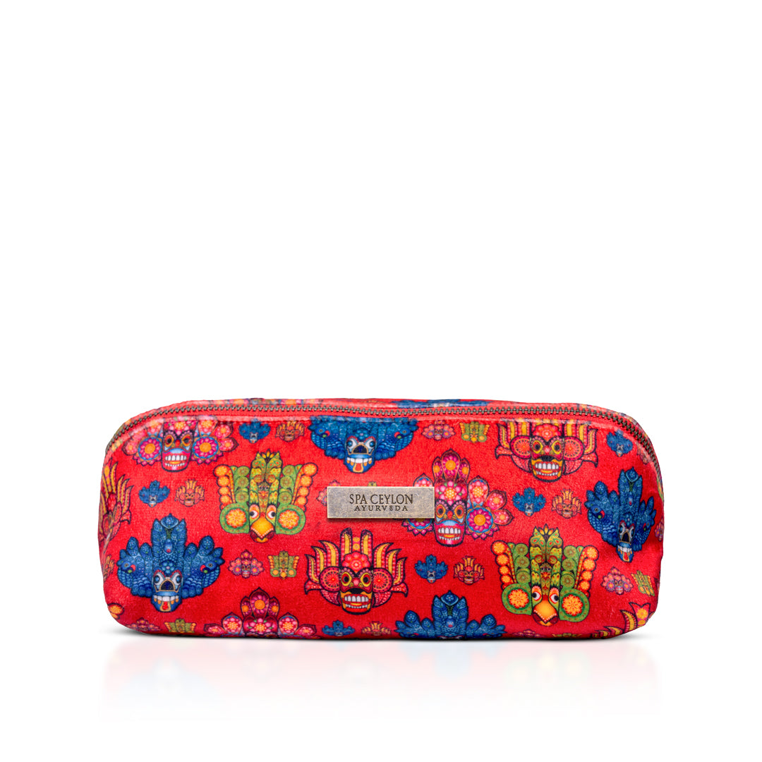 Red Mask Design Diamond Shaped Velvet Wellness Bag