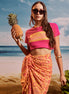 Yellow Pink Mango Tropical - Tassel Beach Wrap