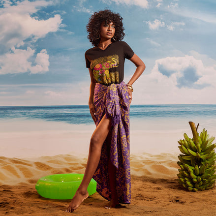 Purple Yellow Tropical - Beach Wrap