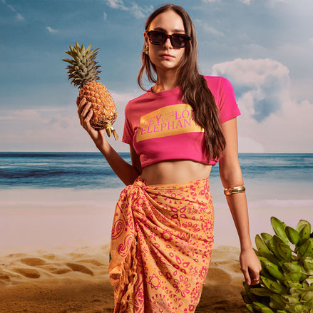 Yellow Pink Mango Tropical - Tassel Beach Wrap