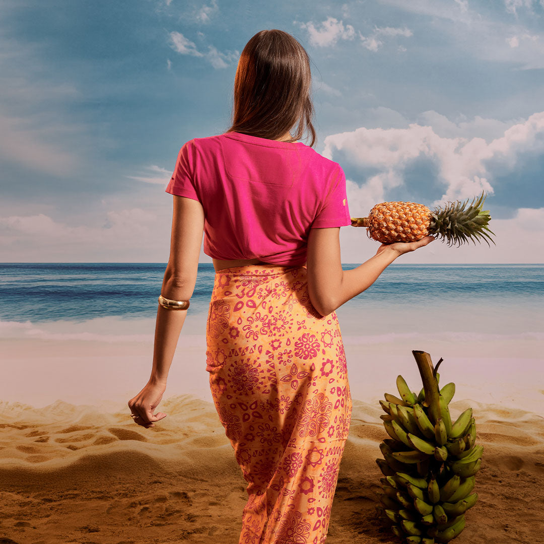 Yellow Pink Mango Tropical - Tassel Beach Wrap