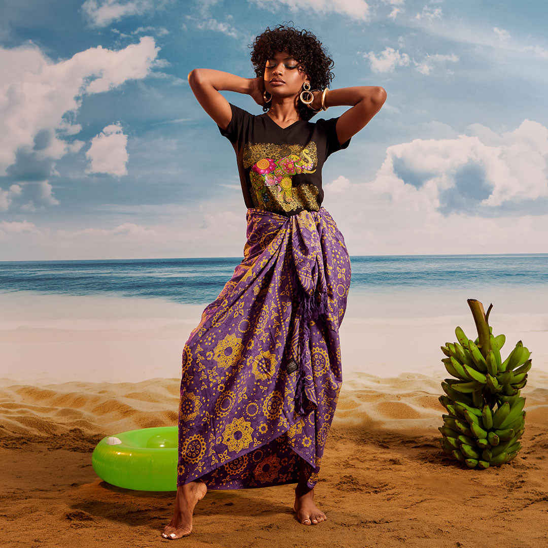 Purple Yellow Tropical - Beach Wrap
