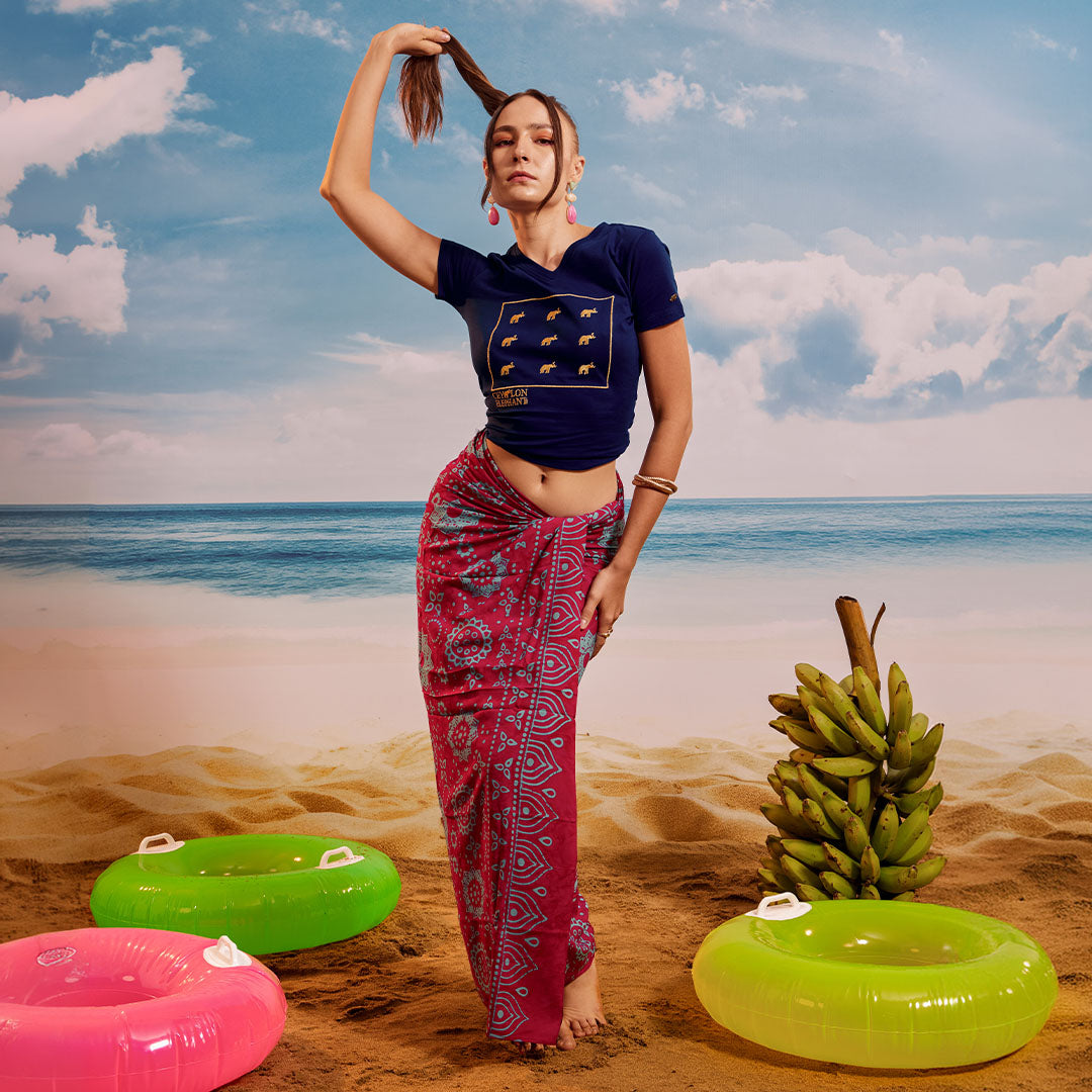 Pink Teal Lotus Tropical - Tassel Beach Wrap