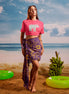 Purple Yellow Lotus Tropical - Tassel Beach Wrap