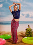 Pink Teal Lotus Tropical - Tassel Beach Wrap