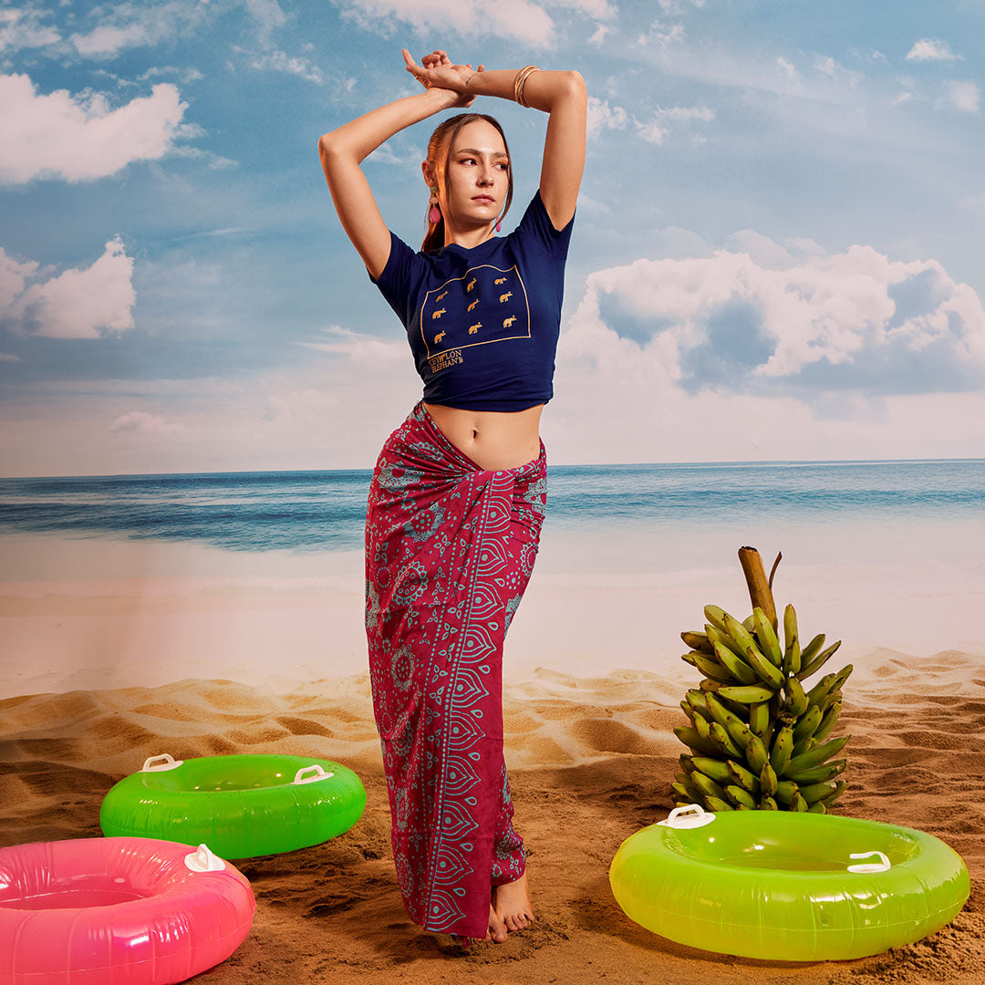 Pink Teal Lotus Tropical - Tassel Beach Wrap