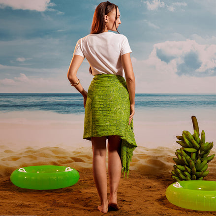 Green Dark Green Lime Tropical - Tassel Beach Wrap