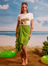 Green Dark Green Lime Tropical - Tassel Beach Wrap