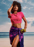 Blue Pink Lous Tropical - Tassel Beach Wrap