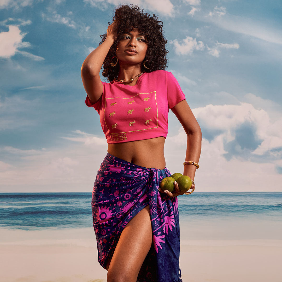 Blue Pink Lous Tropical - Tassel Beach Wrap