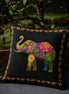 Ceylon Elephant  Black 24"x24" Velvet Cushion Cover