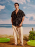 Black Gray Lime Cuban Collar Short Sleeve -  Batik Shirt