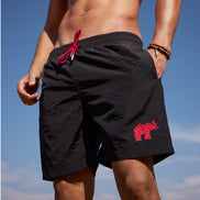 Beach Short Black with Single Colour Elephant Embroidery