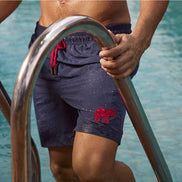 Beach Short Navy Blue with Single Colour Elephant Embroidery