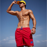 Beach Short Red with Single Colour Elephant Embroidery