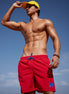 Beach Short Red with Single Colour Elephant Embroidery