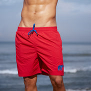 Beach Short Red with Single Colour Elephant Embroidery