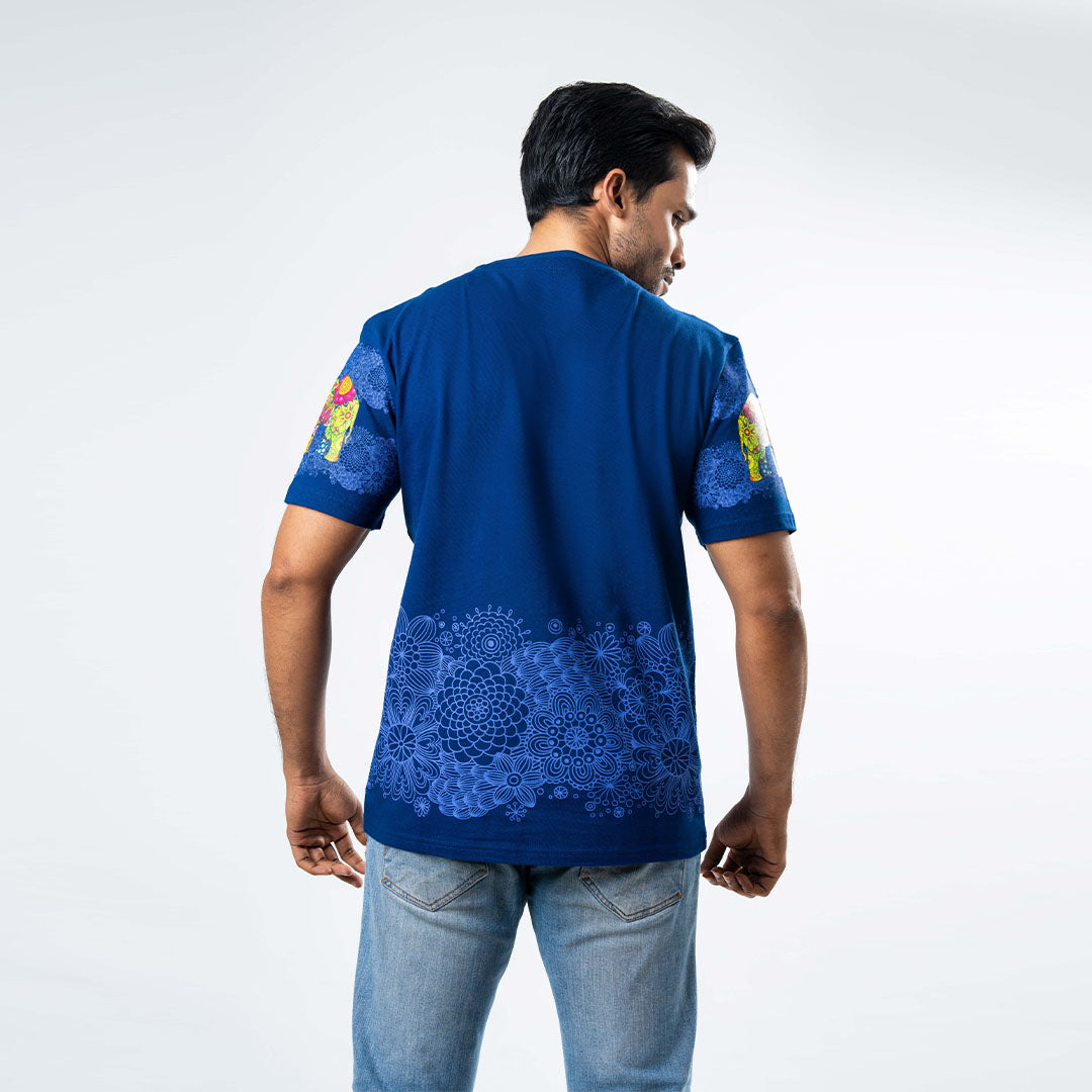 Men's Multitude Printed Crew Neck - Navy