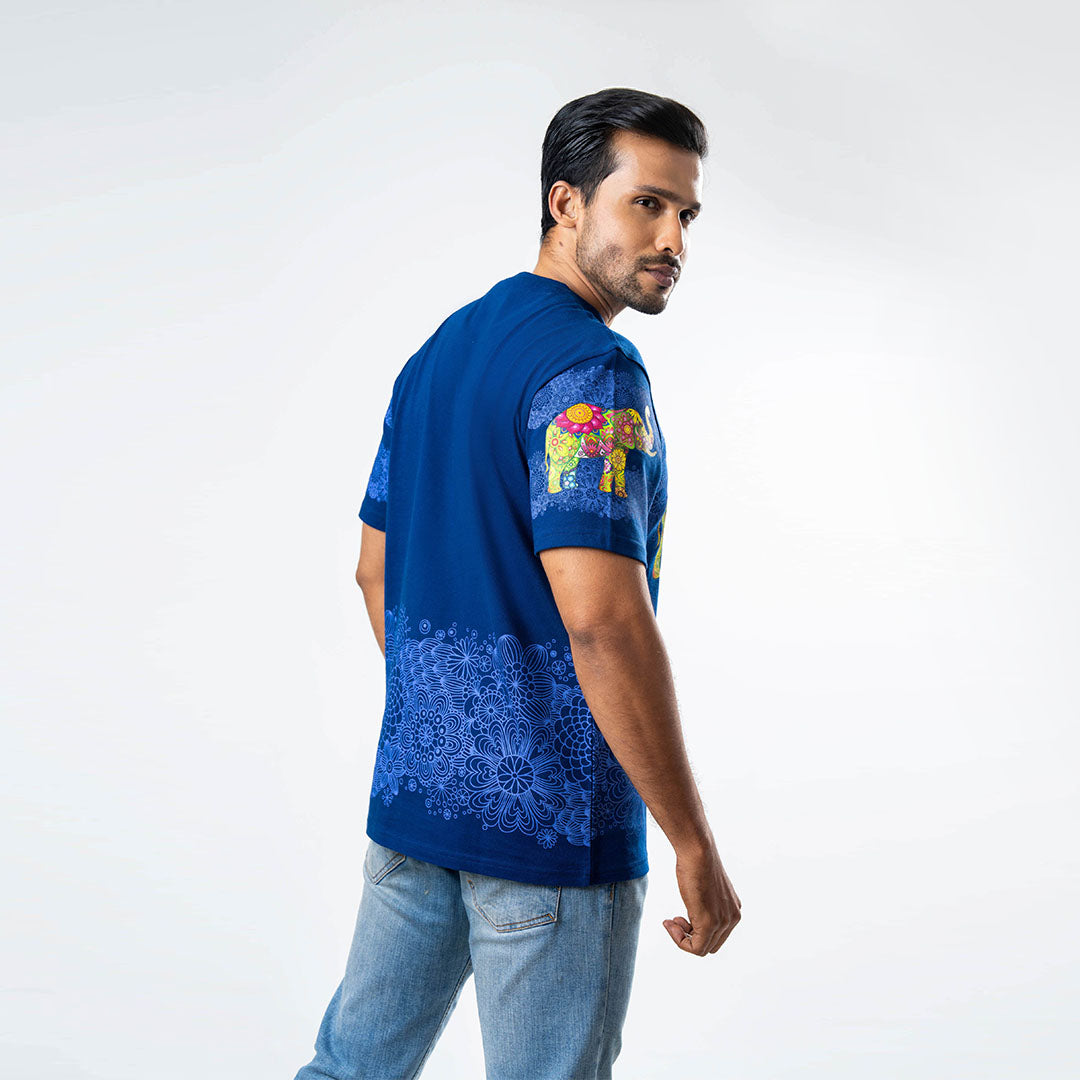 Men's Multitude Printed Crew Neck - Navy