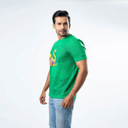 Men's Single Printed Crew Neck - Green