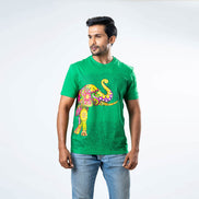 Men's Single Printed Crew Neck - Green