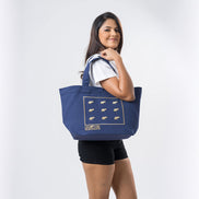 Embroidered Canvas Tote Bag - Navy