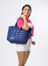 Embroidered Canvas Tote Bag - Navy