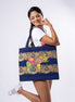 Embroidered Canvas Tote Bag - Navy