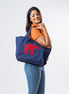 Multitude Printed Canvas Tote Bag - Navy