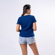 Ladie's Embroidered V-Neck - Navy