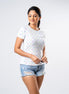 Ladie's Multitude Printed Crew Neck - White