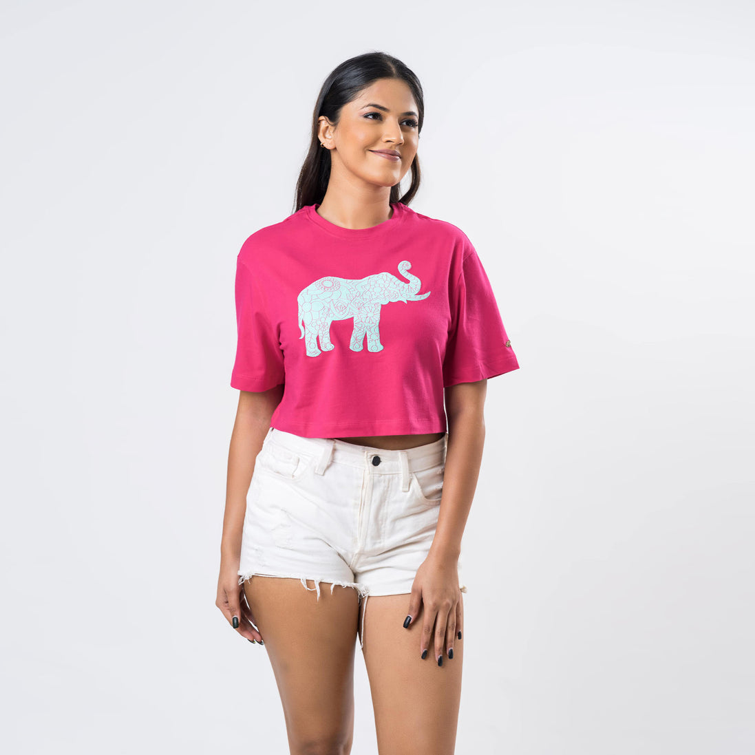 Ladie's Single Jersey Crop Top - Hot Pink