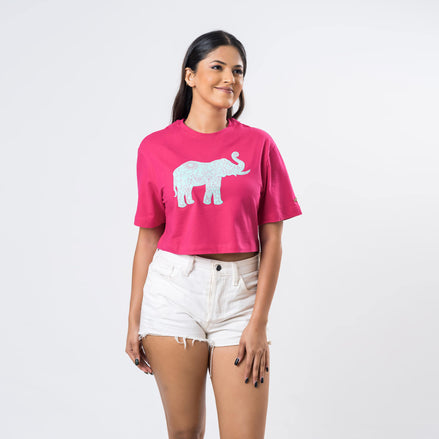 Ladie's Single Jersey Crop Top - Hot Pink