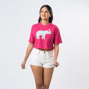 Ladie's Single Jersey Crop Top - Hot Pink