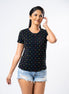 Ladie's Multitude Printed Crew Neck - Black