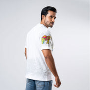Men's Multitude Printed Crew Neck - White