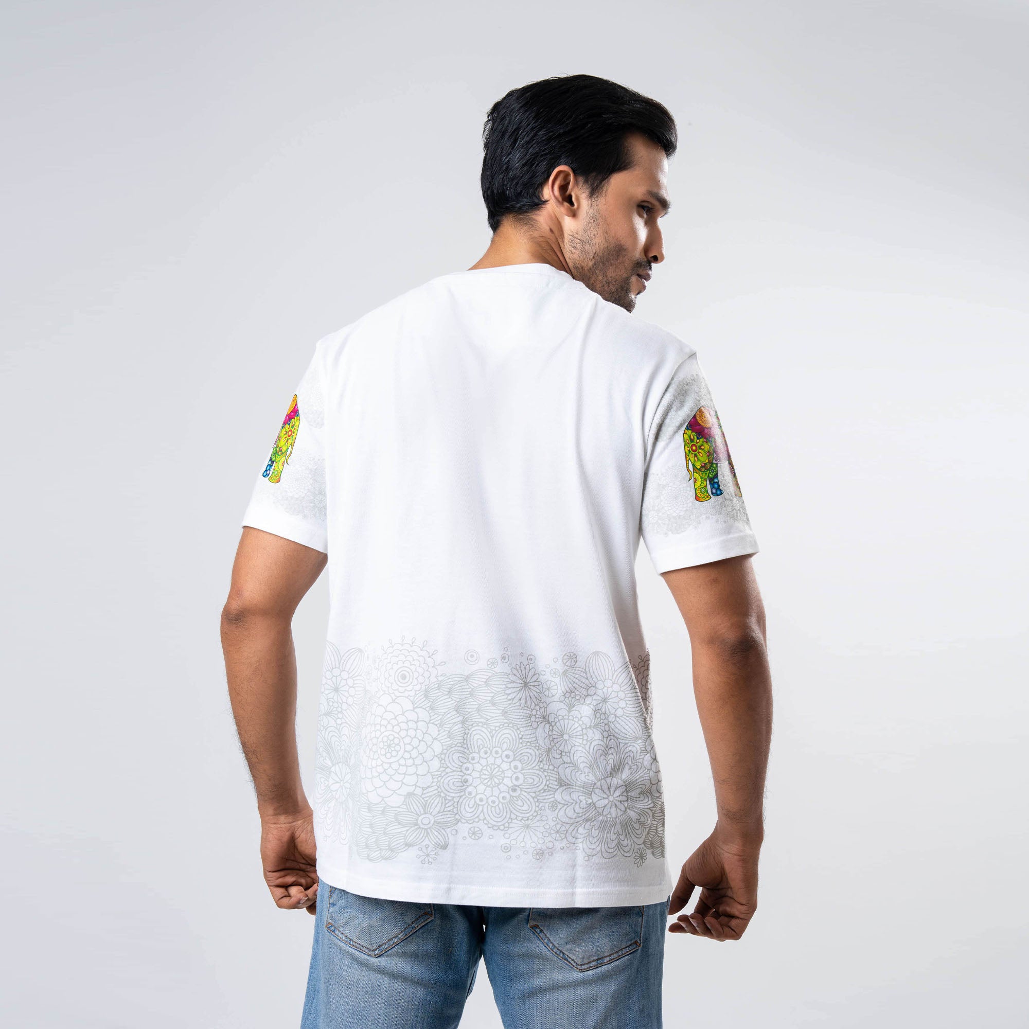Men's Multitude Printed Crew Neck - White