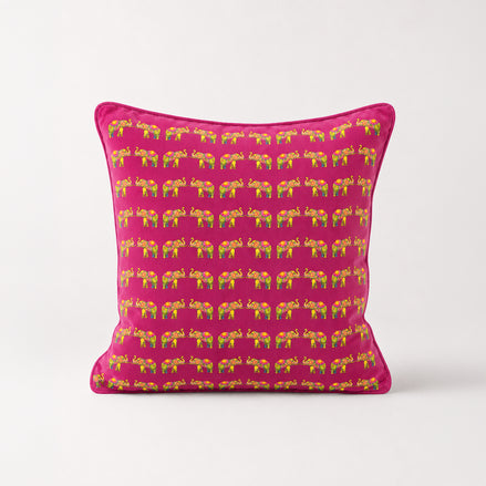 Ceylon Elephant Pink 18"x18" Velvet Cushion Cover