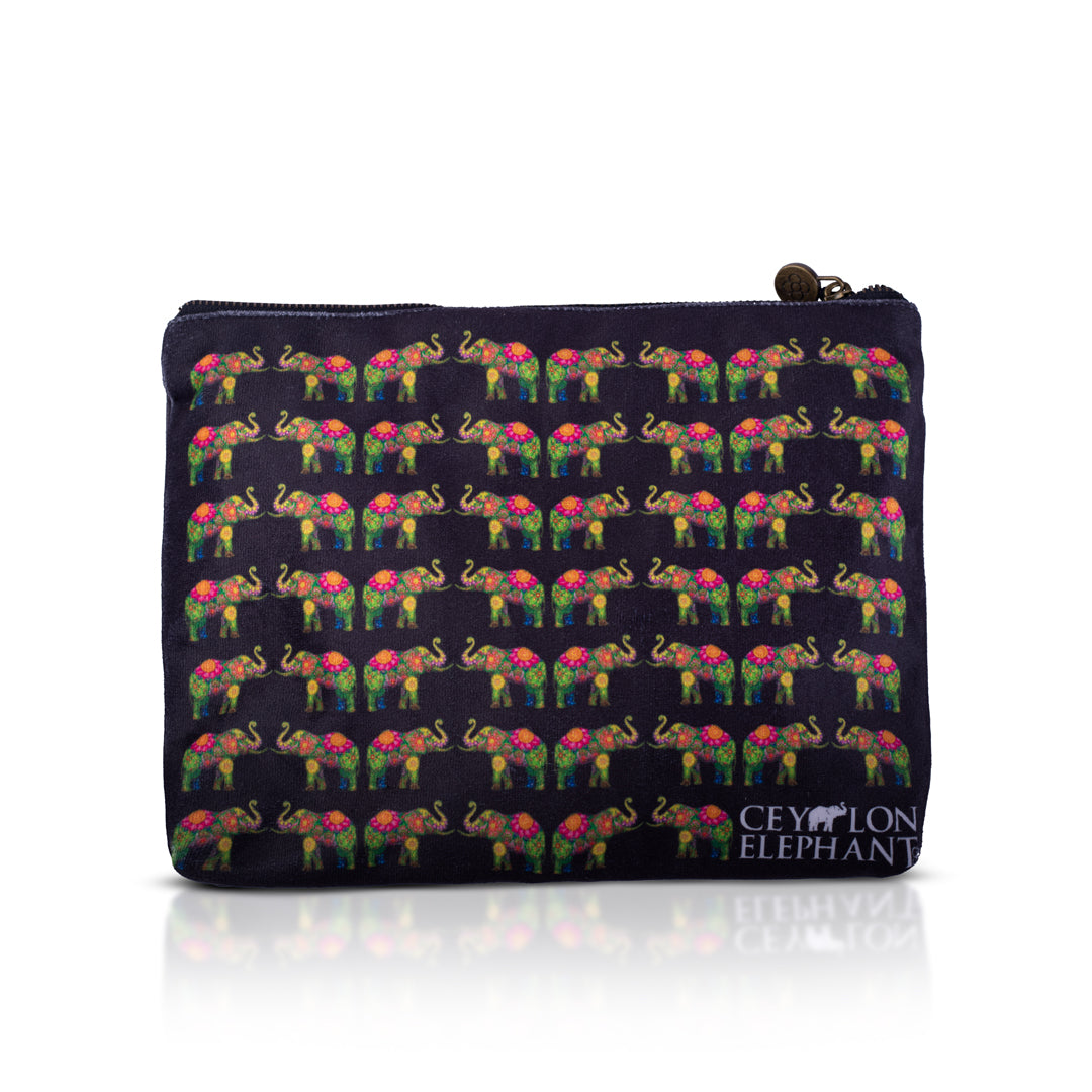 Ceylon Elephant Black B Large Velvet Wellness Bag