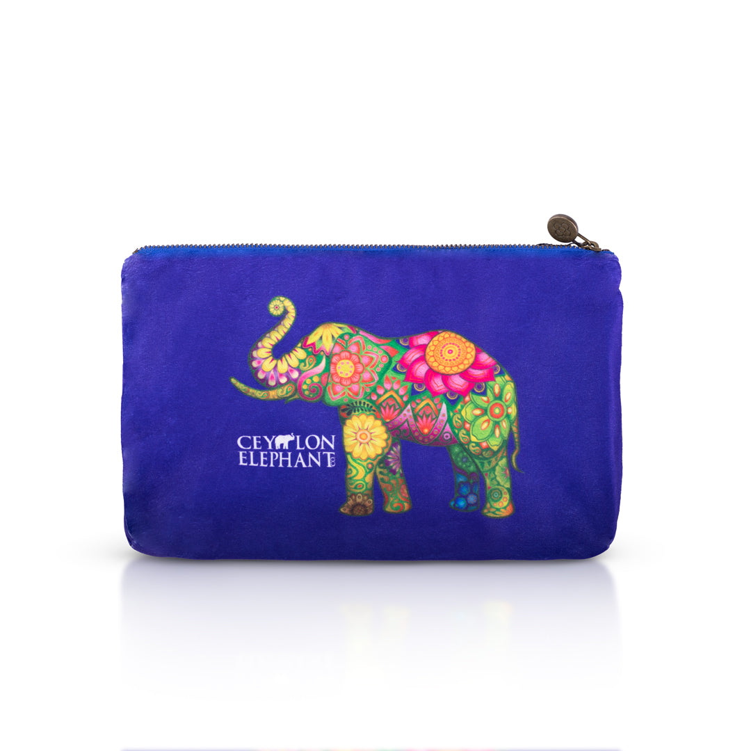 Ceylon Elephant Blue A Small Velvet Wellness Bag