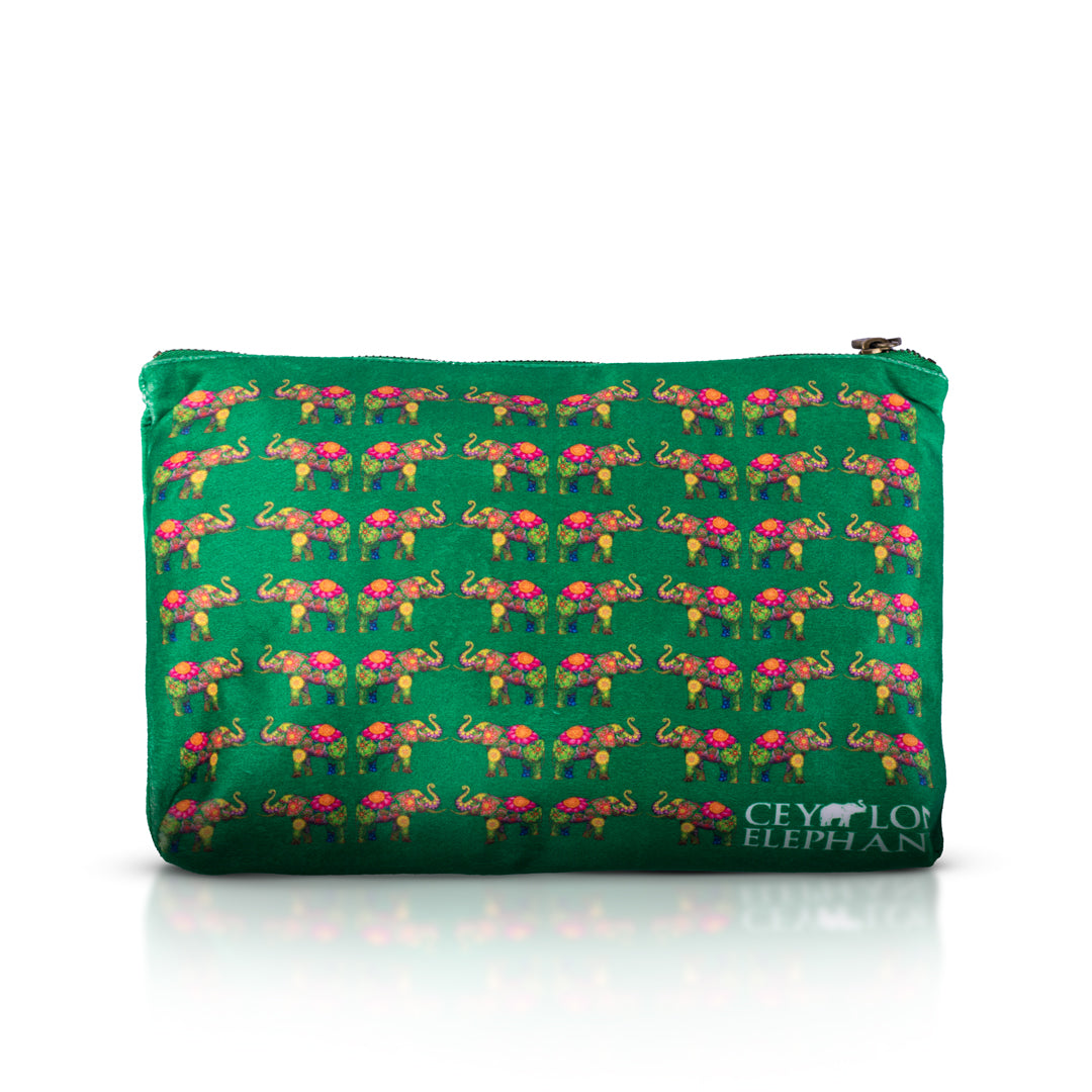 Ceylon Elephant Green B Large Velvet Wellness Bag