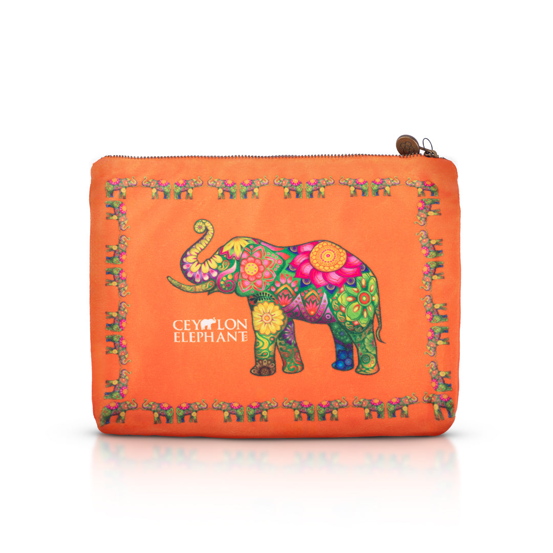 Ceylon Elephant Orange A Large Velvet Wellness Bag