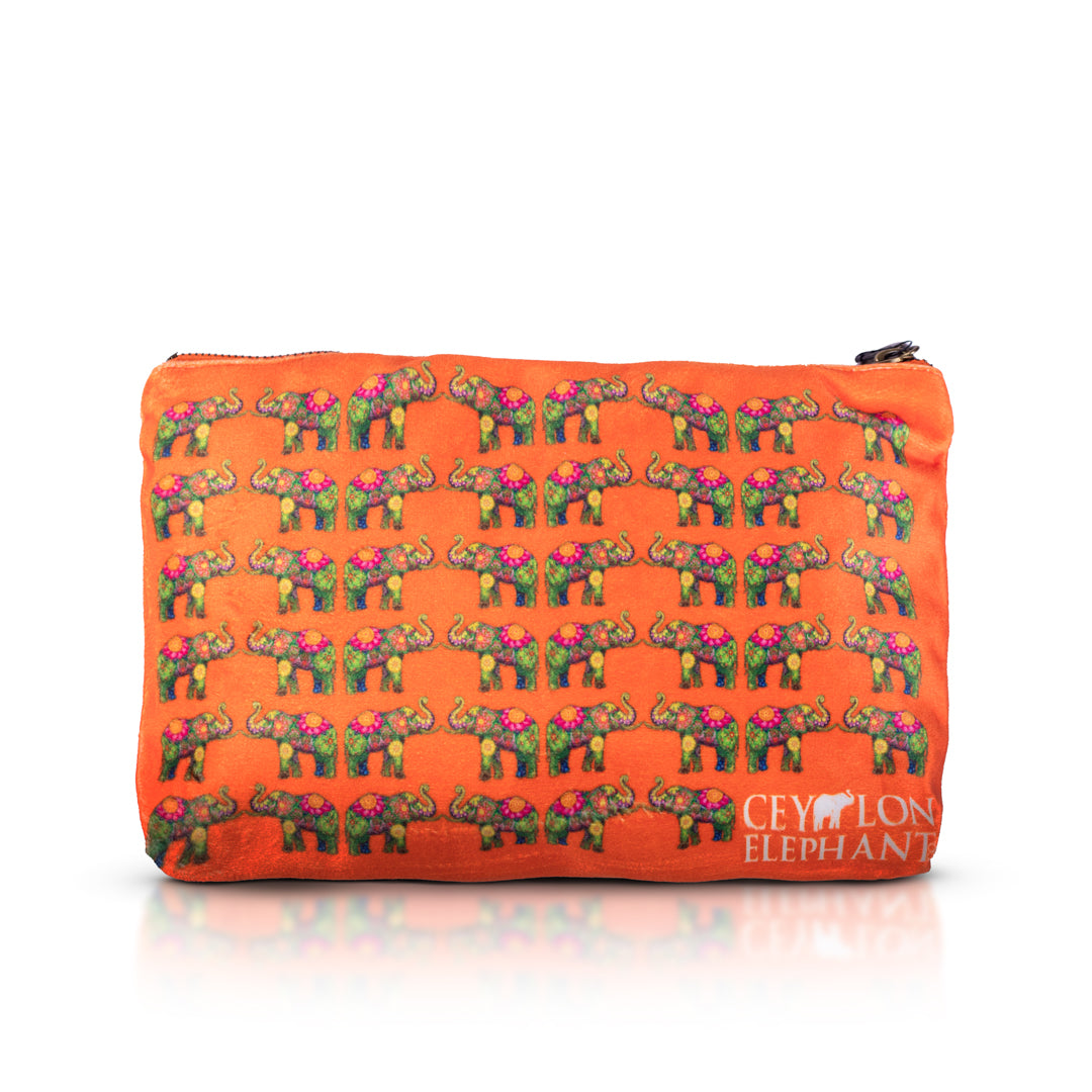 Ceylon Elephant Orange B Large Velvet Wellness Bag
