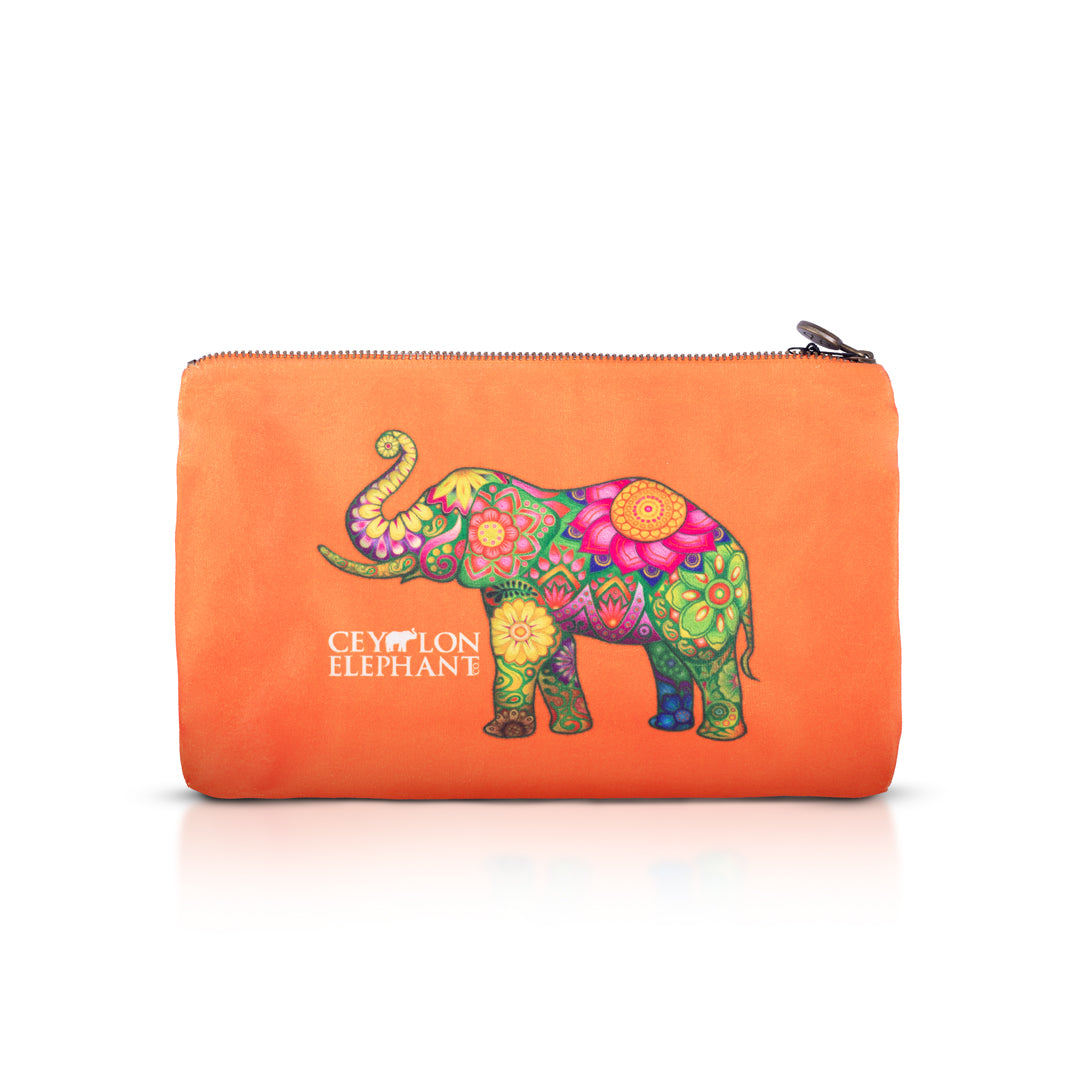 Ceylon Elephant Orange A Small Velvet Wellness Bag