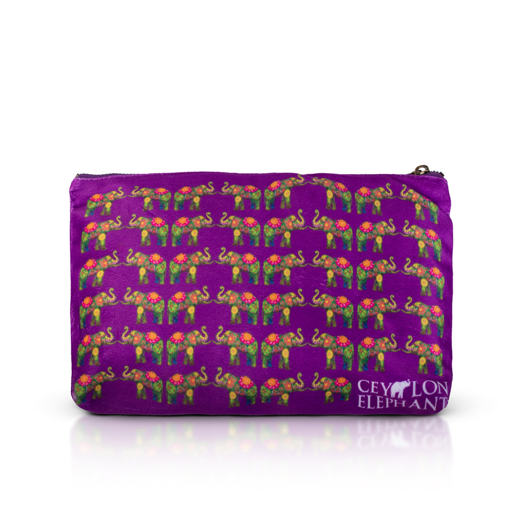 Ceylon Elephant Purple B Large Velvet Wellness Bag