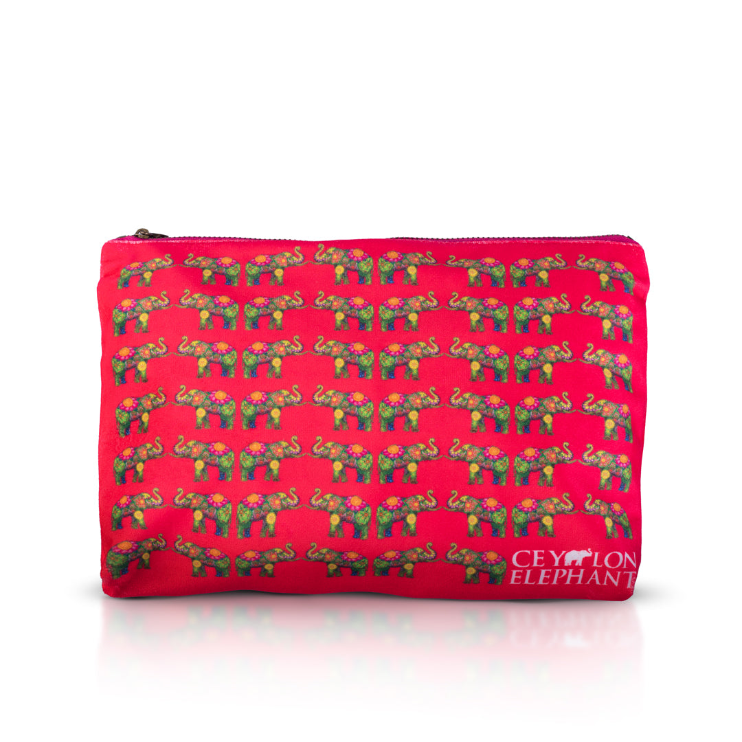 Ceylon Elephant Red B Large Velvet Wellness Bag