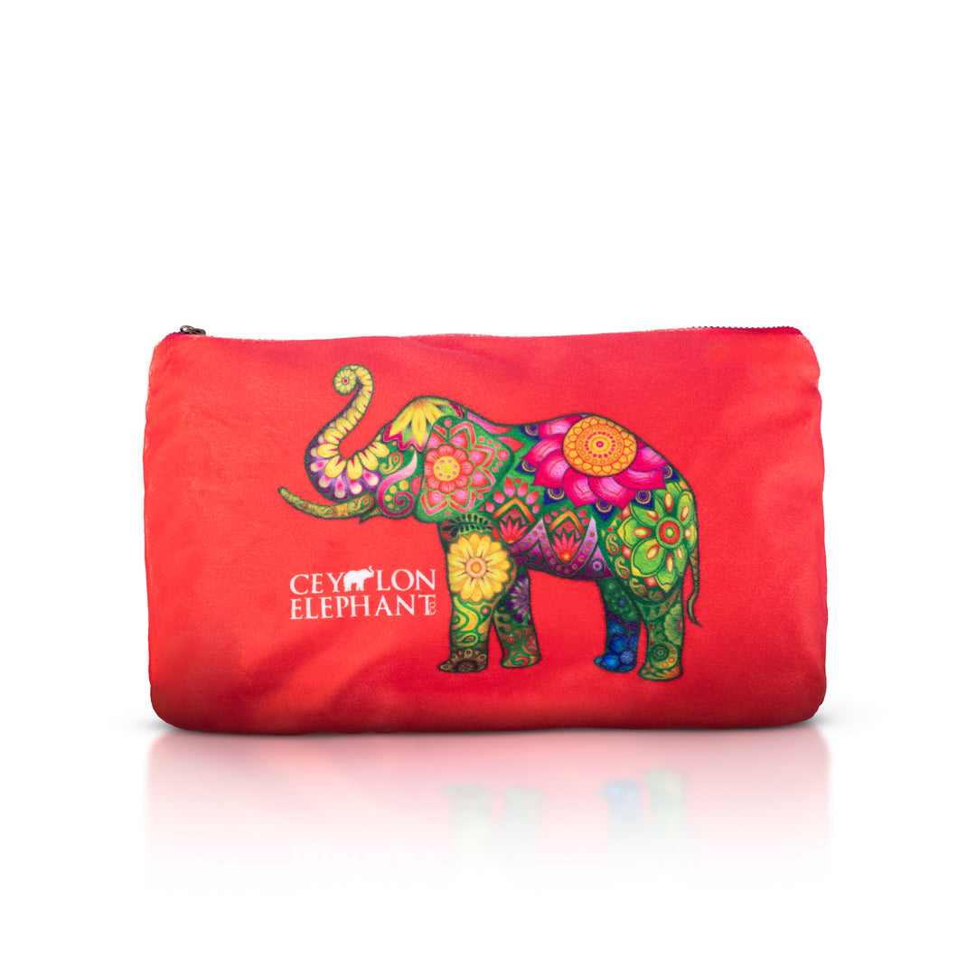 Ceylon Elephant Red A Small Velvet Wellness Bag