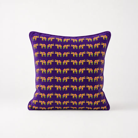 Ceylon Elephant  Purple 24"x24" Velvet Cushion Cover
